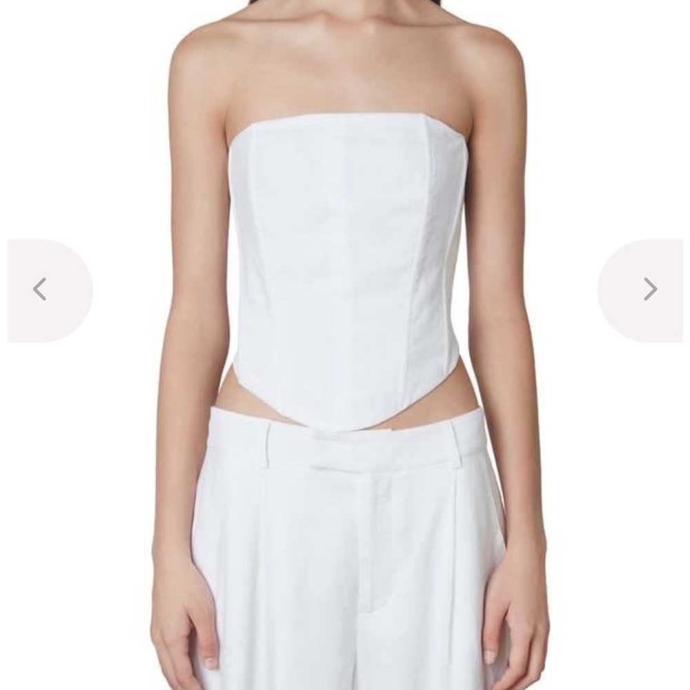 Chic White Strapless Linen Corset Top